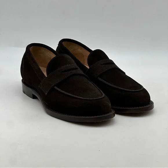 Grant Stone Brown Suede Penny Loafer. Size 7.5